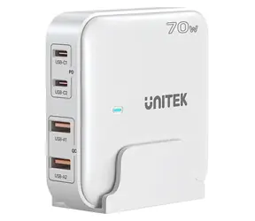 Unitek GaN 70W weiß / Ladegerät / 2x USB-C / 2x USB-A / PD