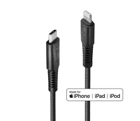 Lindy USB-C auf Lightning Kabel, schwarz, 0,5 m, MFi-zertifiziert, verstärkt
