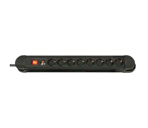 Lindy schwarz / Verlängerungskabel / 8 Schuko-Steckdosen / Ein-/Ausschalter / 3500 W