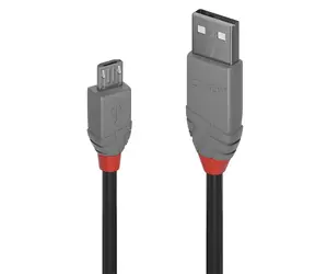 Lindy Anthra Line schwarz, grau / USB-Kabel / USB 2.0 Typ A - Micro-B / M/M / 3 m / 480 Mbit/s