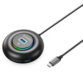 Orico YXR4-C3 schwarz / USB-Hub / 4X USB-A 3.0 / RGB / Audio- und Port / 1,8 m Kabel
