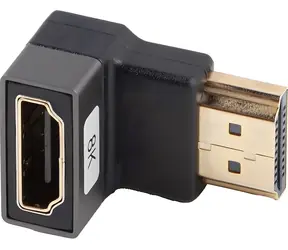 Lanberg Silber / Adapter / HDMI (F) auf HDMI (F) / nach unten abgewinkelt / Aluminiumgehäuse / 8K