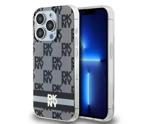 DKNY IML MagSafe-Rückseite mit Karomuster und Streifen für Apple iPhone 15 Pro, Schwarz