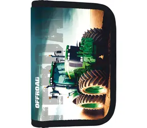 OXYBAG Einstöckiges Schulmäppchen Traktor / Schulmäppchen / 2 Klappen / 25 Gummischlaufen / Folie für Stundenplan