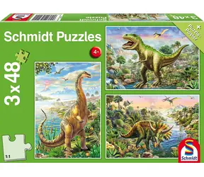 Schmidt Puzzle Dinosaurier-Abenteuer / 3x48 Teile / 26,3 x 17,8 cm