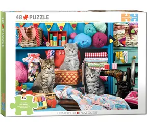 EUROGRAPHICS Puzzle-Verbindungsstücke: Strickende Katze / 48 Teile / große Teile