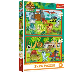 Trefl Puzzle Jurassic World: Kleine Dinosaurier / 2 x 24 Teile / 27,5 x 18 cm / ab 3 Jahren