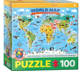 EUROGRAPHICS Puzzle Illustrierte Weltkarte / 100 Teile / ab 5 Jahren / 48,3 x 33 cm