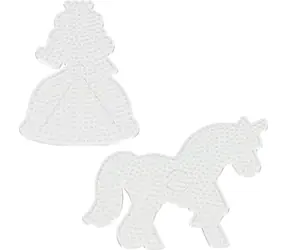 PLAYBOX Bügelperlen-Pads - Einhorn und Prinzessin / Perlen-Pad / 2 Stück