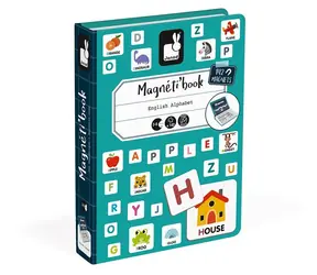 JANOD Magnetibook Englisches Alphabet / Magnetbuch / 104 Magnetbuchstaben / 26 Karten / ab 3 Jahren