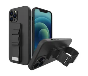 Hurtel Rope Case für Samsung Galaxy S21 FE, schwarz / Schutzhülle / Silikon / mit Tragegurt