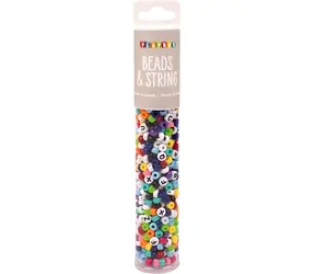 PLAYBOX Perlen in einer Röhre, verschiedene Formen / 650 Stück / Kunststoff