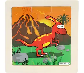 Holzpuzzle Dinosaurier: Cryolophosaurus / Puzzle / 9 Teile / 9x9 cm