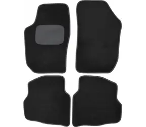 Compass Textil-Fußmatten für Škoda Fabia I / Fußmatten / 4-teiliges Set / Schwarz mit grauem Rand