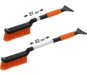 Compass mit Besen, orange / Schaber mit Besen / teleskopierbar 51-63 cm / Aluminiumgriff
