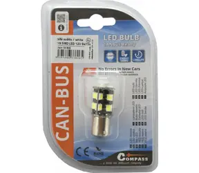 Compass LED-Lampe Ba15s weiß / Autolampe / 19 SMD-LEDs / 12 V / 5 W / 414 lm / CAN-BUS-kompatibel