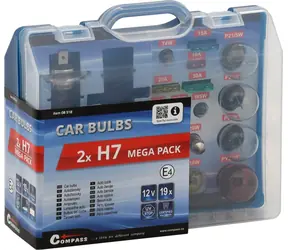 Compass Autolampen-Servicebox Mega 2x H7 / Autolampen / Satz Ersatzlampen + Sicherungen / E-Zulassung