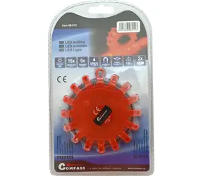 Compass LED-Warnleuchte mit 9 Funktionen / Warnleuchte / magnetisch / IP65 / 2x AAA