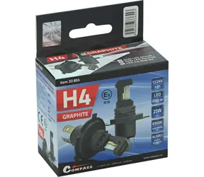 Compass Graphite LED H4 12/24V 25W 2 Stück / LED-Autolampe / CSP-Chip / 6500K / P43t-Sockel