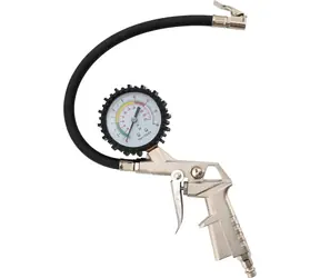 Compass Reifenfüllpistole mit Manometer / Aufblaspistole / bis zu 16 bar (225 psi) / Schlauch 35 cm / Gewinde 1/4"
