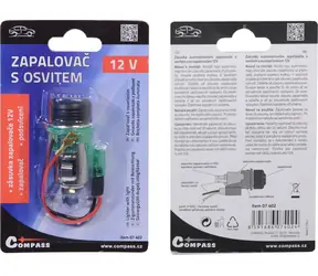 Compass Zigarettenanzünderbuchse 12V mit Beleuchtung EURO / Zigarettenanzünderbuchse / Metall / inkl. Zigarettenanzünder