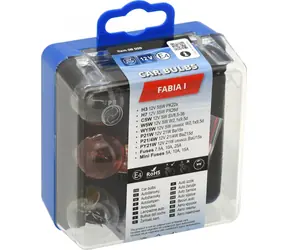 Compass -Glühbirnen-Servicebox ŠKODA FABIA I / Satz Kfz-Glühbirnen und Sicherungen / H3, H7, C5W, W5W, P21W