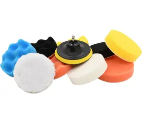 Compass Set Polierscheiben mit 10 cm Träger / Polierscheiben / für Bohrmaschinen / Sechskant 1/4" / Klettverschluss