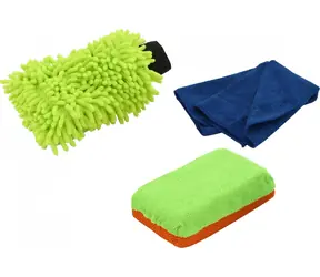 Compass Waschset MULTIPACK 3 / Handschuhe, Schwamm und Mikrofasertuch / 3-teilig / zum Waschen und Schützen von Lack