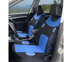 Compass Autositzbezüge LAS VEGAS schwarz-blau / Set mit 2 Vordersitzbezügen / 2x Kopfstützen / 100% Polyester