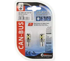 Compass LED-Lampe 24x T10 CAN-BUS weiß 2 Stück / Autolampe / 12V / 4W / 200lm