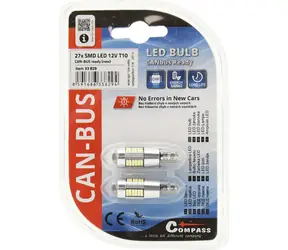 Compass LED-Autolampe T10 CAN-BUS weiß / 27 LEDs / 12 V / 5 W / 2 Stück