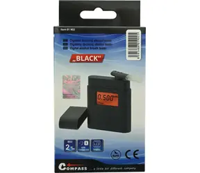Compass Alkoholtester schwarz / Digitaler Tester / Atemalkoholtest / Messbereich 0-1,9 ‰ / 5x Mundstück