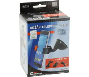 Handy- und GPS-Halterung mit Compass und Saugnapf (seitlich) / Halterung / Saugnapf mit Verriegelung / 360° drehbar / schwarz