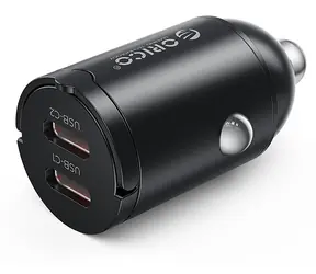 Orico MiniRing schwarz / Kfz-Ladegerät / 2x USB-C / 30 W