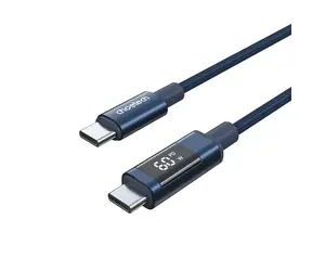 Choetech XCC-1068 blau / USB-C (M) - USB-C (M) Kabel / PD 60W / Display mit Betriebsanzeige / 1,2 m