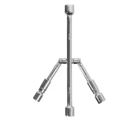 Compass Klapp-Kreuzschlüssel 17-19-21-23 mm / Radschlüssel / Ganzmetall / ausgeklappt 35 x 35 cm