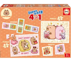 Educa CapyFun 4-in-1-Spielset / Puzzle (25 und 50 Teile), Domino, Pexeso