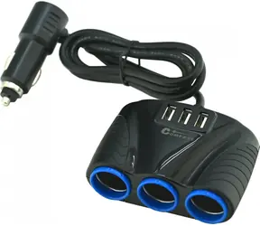 Compass Kfz-Steckdosenverteiler + 3x USB / Zigarettenanzünder-Hub / 12/24 V / 3x USB 5V 3500mA / max. 7,5A
