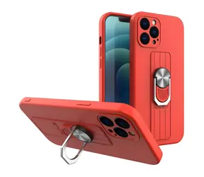 Hurtel Ringhülle für Xiaomi Poco M4 Pro 5G , rot / Hülle mit Halterung und Ständer / Silikon