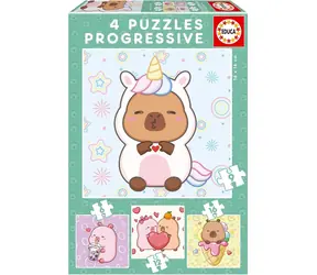 Educa Puzzle CapyFun 4in1 / (6, 9, 12 und 16 Teile) / 16x16 cm