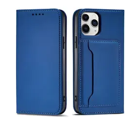 Hurtel Magnet-Kartenhülle für Apple iPhone 12 Pro Max, blau / Hülle / Magnetisch / Kartenfach
