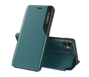 Hurtel Eco Leather View Case grün / Klapphülle mit Ständer / Apple iPhone 13 Pro Max