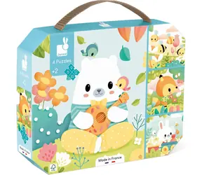 JANOD Puzzle im Koffer Tiere 4in1 / (6, 9, 12 und 16 Teile) / 20 x 20 cm