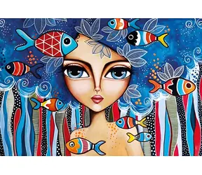 MAGNOLIA Puzzle Mädchen mit Fisch / 1000 Teile / 68 x 48 cm