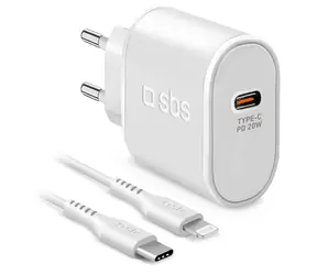 SBS Ultra Fast Charge weiß / Reise-Ladeset / USB-C PD 20 W / Lightning-Kabel