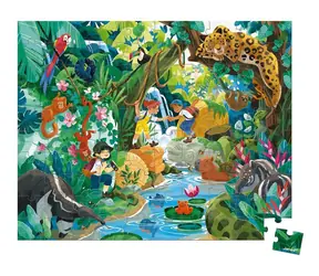 JANOD Puzzle im Koffer Dschungelabenteuer / 100 Teile / 50 x 40 cm