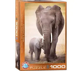 EUROGRAPHICS Puzzle Elefant und Elefantenbabys / 1000 Teile / 67,6 x 48,9 cm