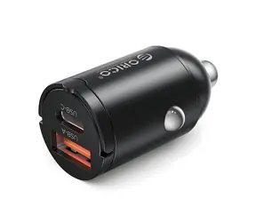 Orico MiniRing schwarz / Kfz-Ladegerät / USB-A + USB-C / 30 W