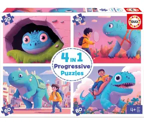 Educa Puzzle Friendly Dinosaurs 4in1 / 20, 40, 60 und 80 Teile / ab 4 Jahren