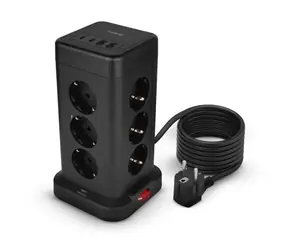 Huslog Ladestation 15W schwarz / 12 Steckdosen / 2x USB-C / 2x USB-A